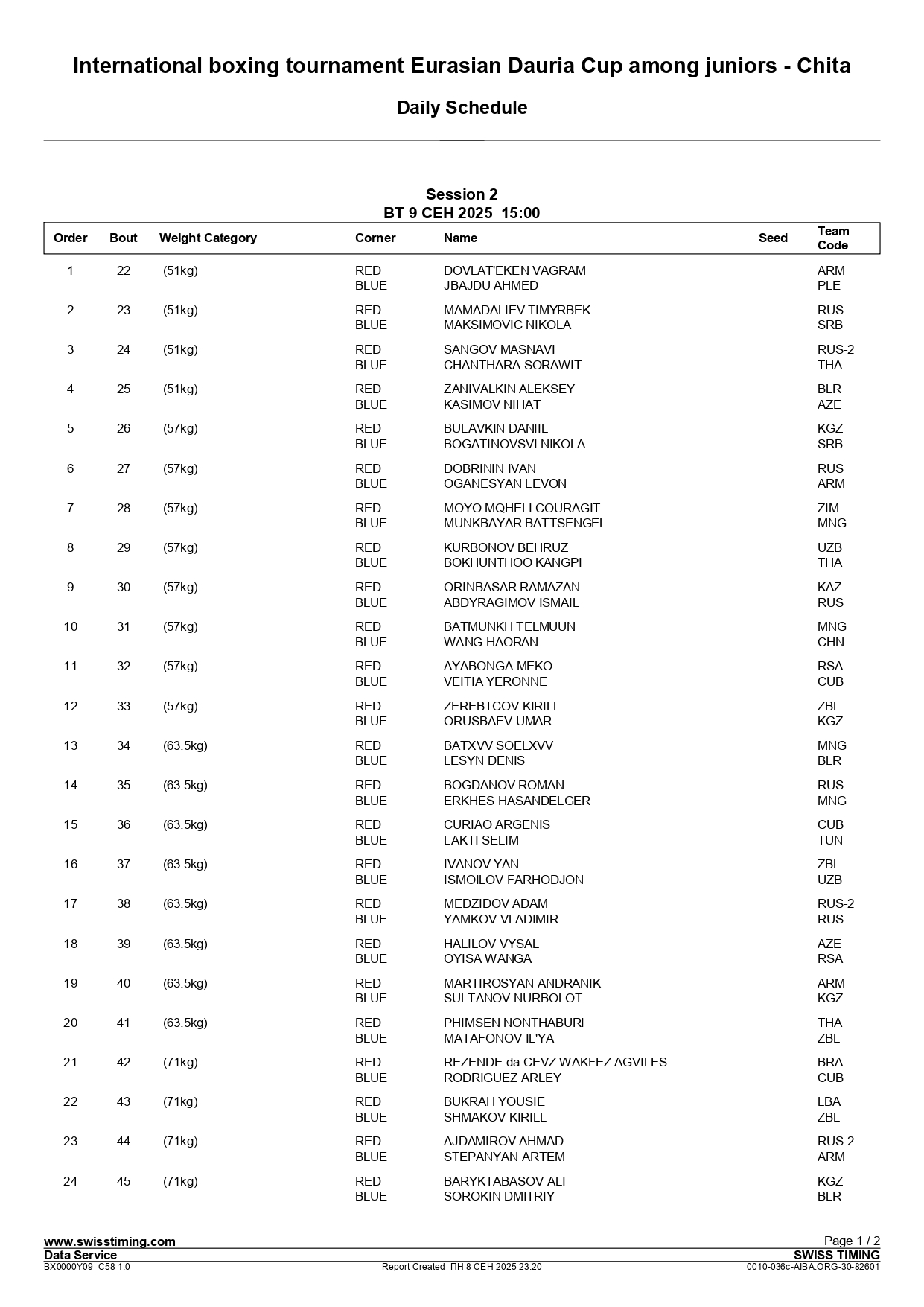 09.09.25 - International boxing tournament Eurasian Dauria Cup among juniors - Chita - Daily Schedule _page-0001