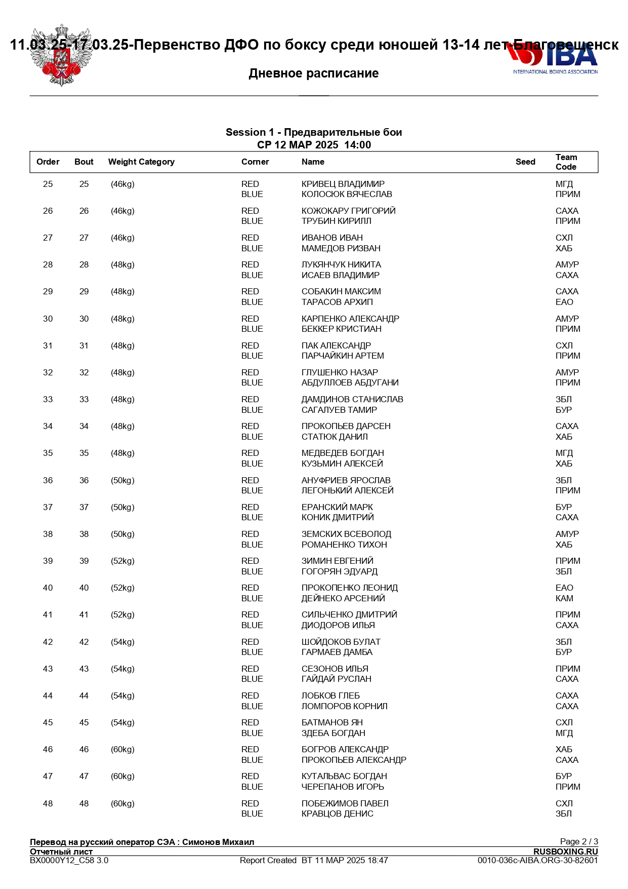 12.03.25 - Состав пар - Первенство ДФО по боксу среди юношей 13-14 лет – г. Благовещенск – День 1_page-0002