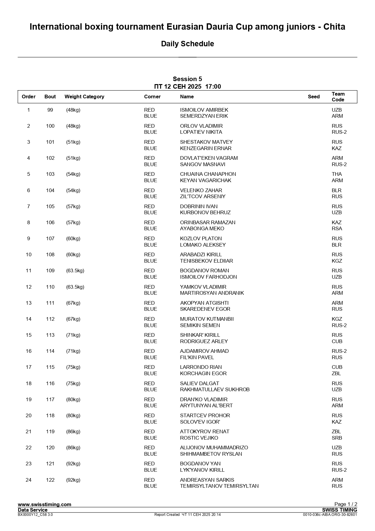 12.09.25 - International boxing tournament Eurasian Dauria Cup among juniors - Chita - Daily Schedule _page-0001